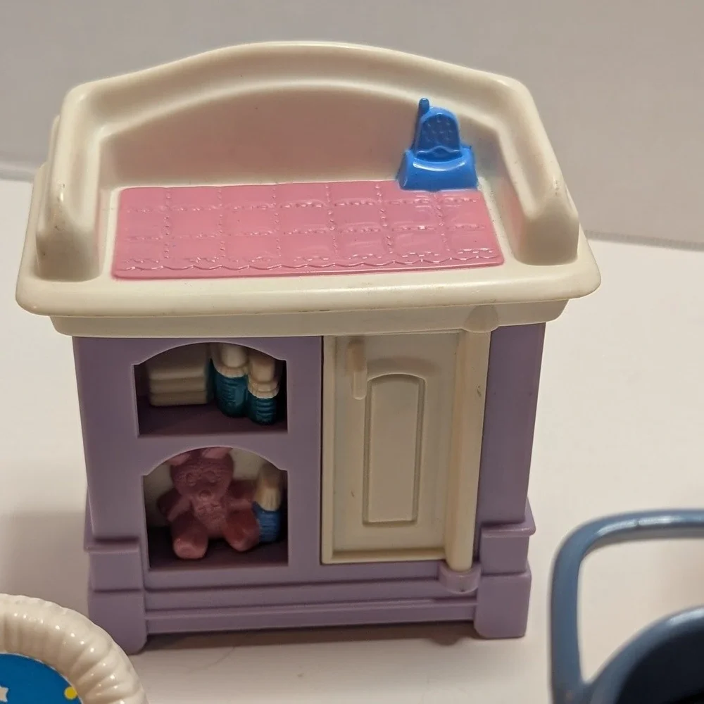 Vtg 90's Fisher Price Loving Family Dollhouse Nursery Furniture Lot Baby Crib